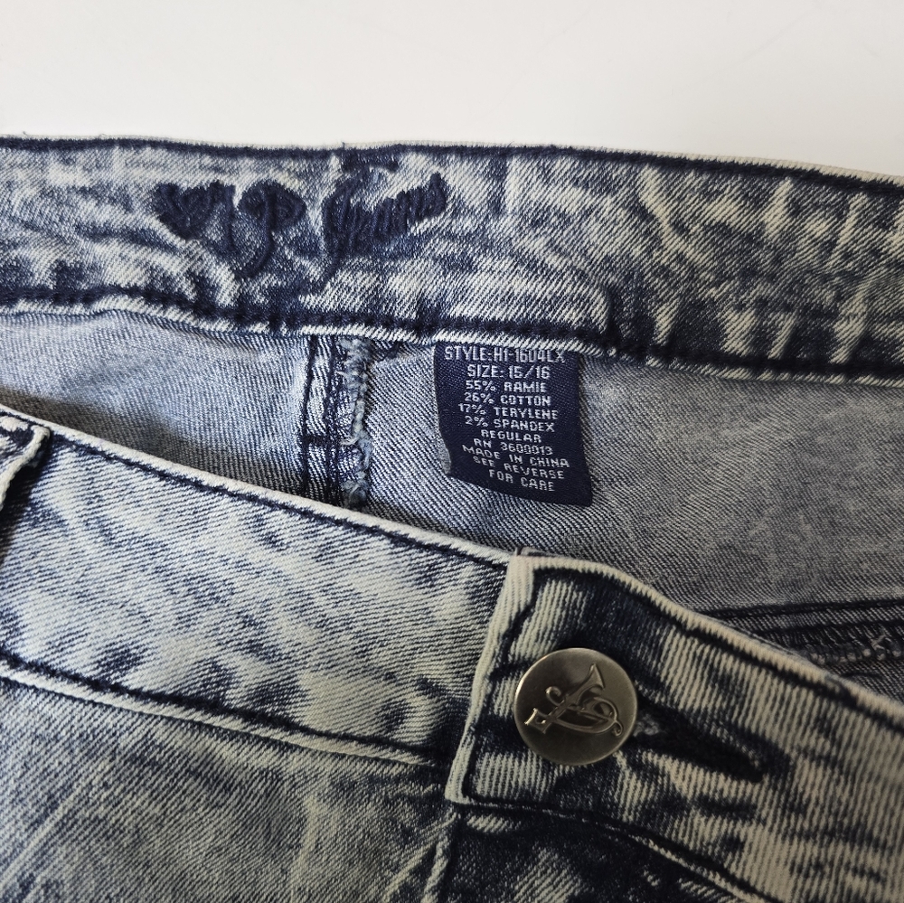 VIP Jeans Distressed UK Flag Acid Wash Jeans Sz 15/16 - Picture 5 of 5